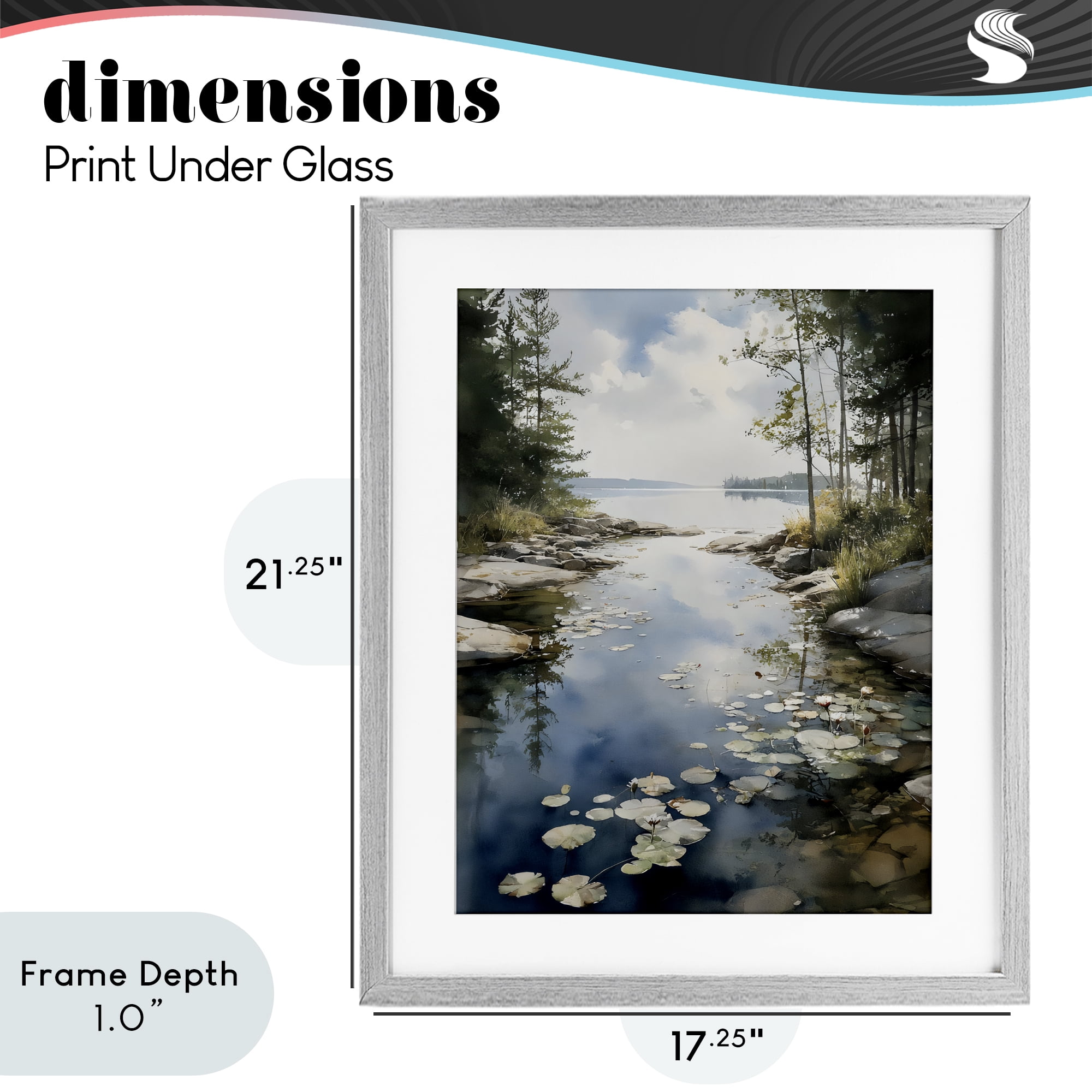 Stupell Industries Lilypad Inlet Reflection Gray Framed Print Under Glass, design by Franklyn Gregory
