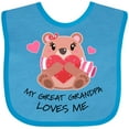 thumbnail image 3 of Inktastic My Great Grandpa Loves Me Bear and Hearts Boys or Girls Baby Bib, 3 of 4