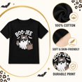 thumbnail image 4 of MAWOTEA Kids Halloween Boo‑Jee Ghost T‑Shirt, Cute Leopard Bow Ghost Graphic Short Sleeve Cotton Tee for Boys Girls 3‑13 Years Old, 4 of 5
