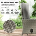thumbnail image 4 of Fauteuil Inclinable d'Extérieur en Osier Gris avec Dossier Réglable 105°-150°, Coussin Épais Rembourré, Cadre en Acier Enduit de Poudre, Chaise Longue de Patio Résistante aux Intempéries pour Jardin et Bord de Piscine, 4 of 7
