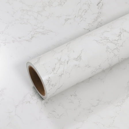 VEELIKE 15.7''x118'' White Grey Marble Countertop Contact Paper Matte Marble Wallpaper Peel and Stick Countertops for Kitchen Waterproof Self Adhesive Countertop Vinyl for Bathroom Furniture Table