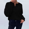 thumbnail image 2 of Lovskoo Sweaters for Women Trendy V-Neck Long Sleeve Top Solid Pocket Sweater Black, 2 of 6