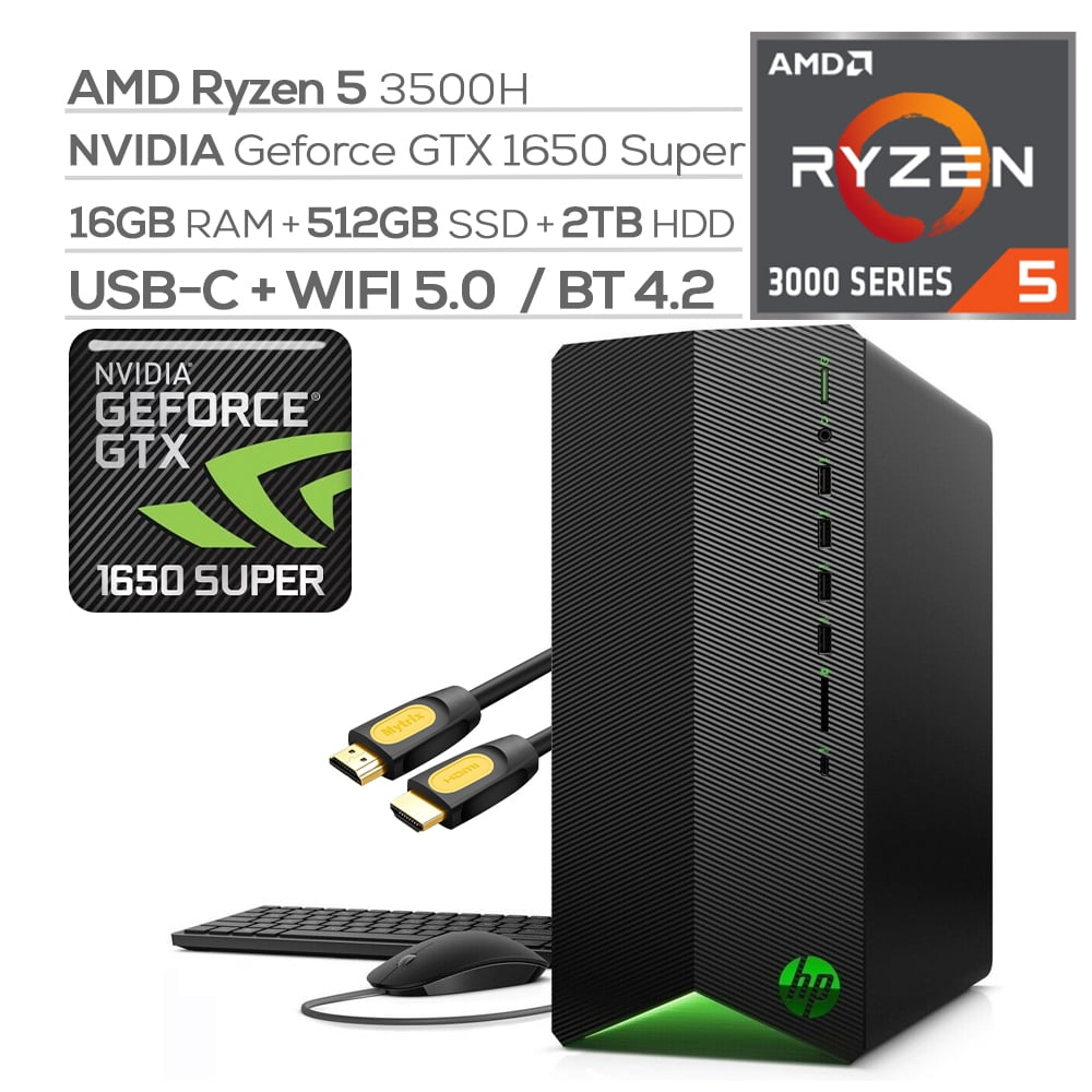 HP Pavilion Gaming Desktop Tower PC, AMD 6Core Ryzen 5 3500, GeForce