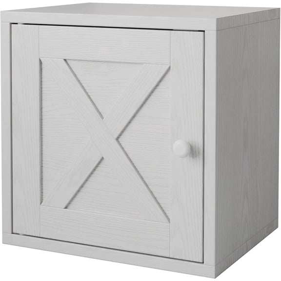 Magic DIY Cube Storage Organizer Stackable Cubes for Home Books Clothes Toy-Modular Cubby Storage System-Office Cubical-Bookcase Closet (Pure White-Washed, Door Cube)