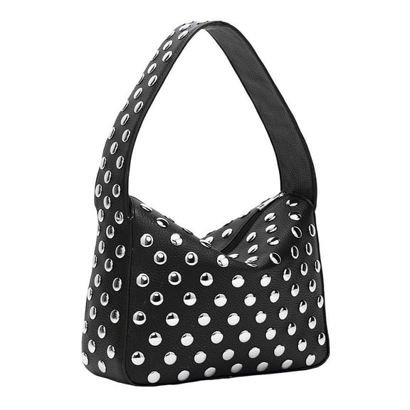 Women's Black Vintage Studded Y2K Punk Black Shoulder Bag And Handbag