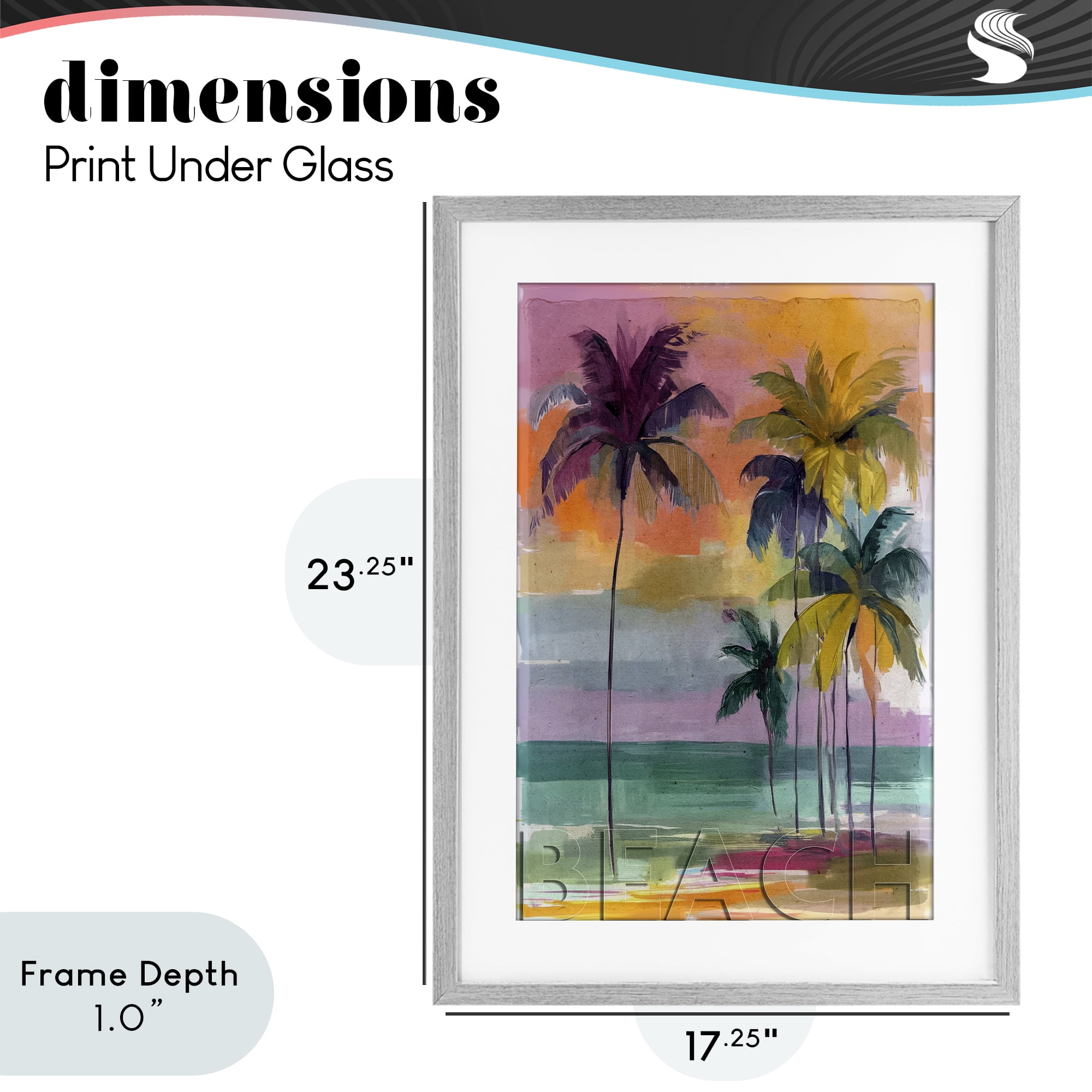 Stupell Industries Crayon Beach at Sunset Gray Framed Print Under Glass, design by Annabelle Hall