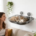 thumbnail image 6 of Cat Window Perch, Transparent Suction Cup Hanging Bed with Panoramic View, Space-Saving Indoor Cat Shelf for Sunny Window & Balcony Light Gray, 6 of 8