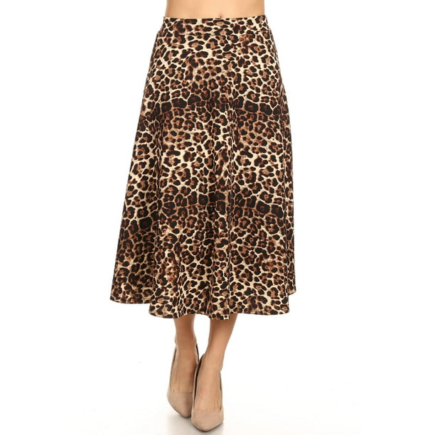Women's Basic Casual Elastic Waist A-line Solid Flared Midi Skirt S-3XL ...