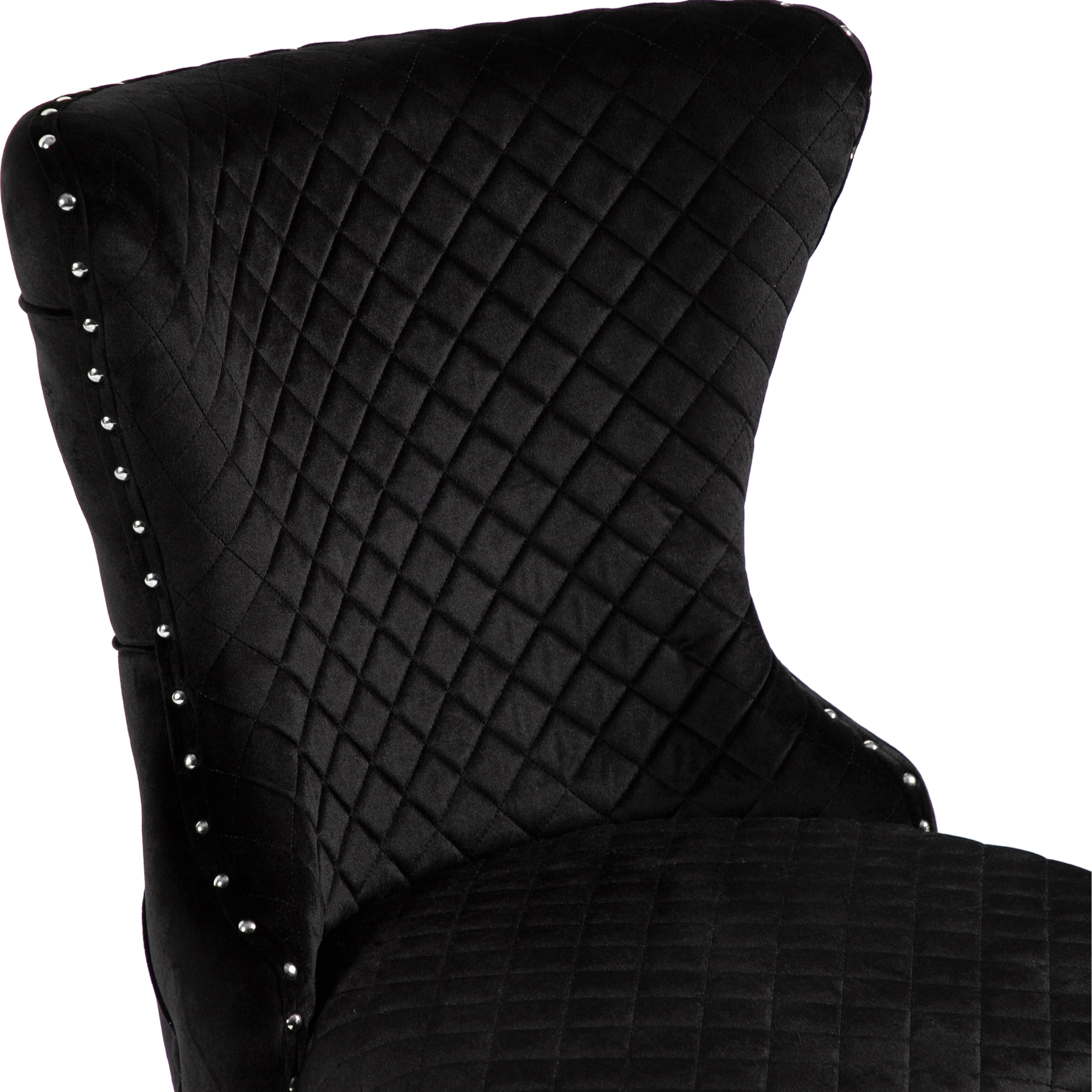 Furniture of America Vera Glam Nailhead Trim Dining Chairs, Black and Chrome (Set of 2)