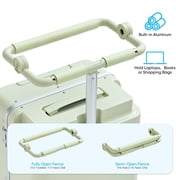 TABU Ride-On Suitcase for Kids with Seat, Carry-On Luggage with Computer Hook, 360° Lockable Spinner and TSA Lock, White