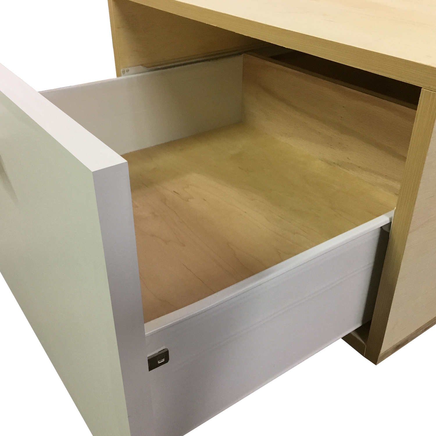 16" Height - Laundry Pedestal With Drawer Box, White Melamine Drawer Front, Unassembled - RV-8LAPE-2424-FR/WH