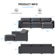 thumbnail image 2 of ZAFLY 117" Oversized Sectional Sofa, L Shaped Couch with Ottoman, 3 Seater Corduroy Clouds Sectionals for Living Room, Dark Gray, 2 of 8
