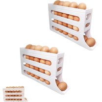 4 Tiers Egg Holder for Fridge,2024 New Automatic Scrolling Egg Rack Holder,Large Capacity Eggs Organizer Storage 30 Egg for Refrigerator Egg Storage (Transparent,1PCS)