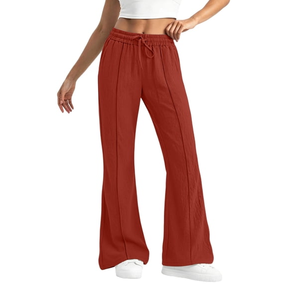 GUACER No Boundarie Women's Cotton Linen Pants High Waisted Wide Leg Trousers with Drawstring Front Seam Palazzo Pants