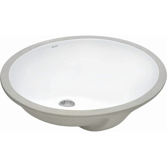 Ruvati 16 x 13 inch Undermount Bathroom Sink - White Oval Ceramic Bathroom Sinks with Overflow for Bathroom Vanity Sink, Porcelain Bathroom Basin - RVB0616