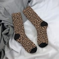 thumbnail image 5 of Xecao Brown Leopard Pattern Sport Socks for Women and Men Crew Socks Sporty Calf Socks Casual Socks, 5 of 6