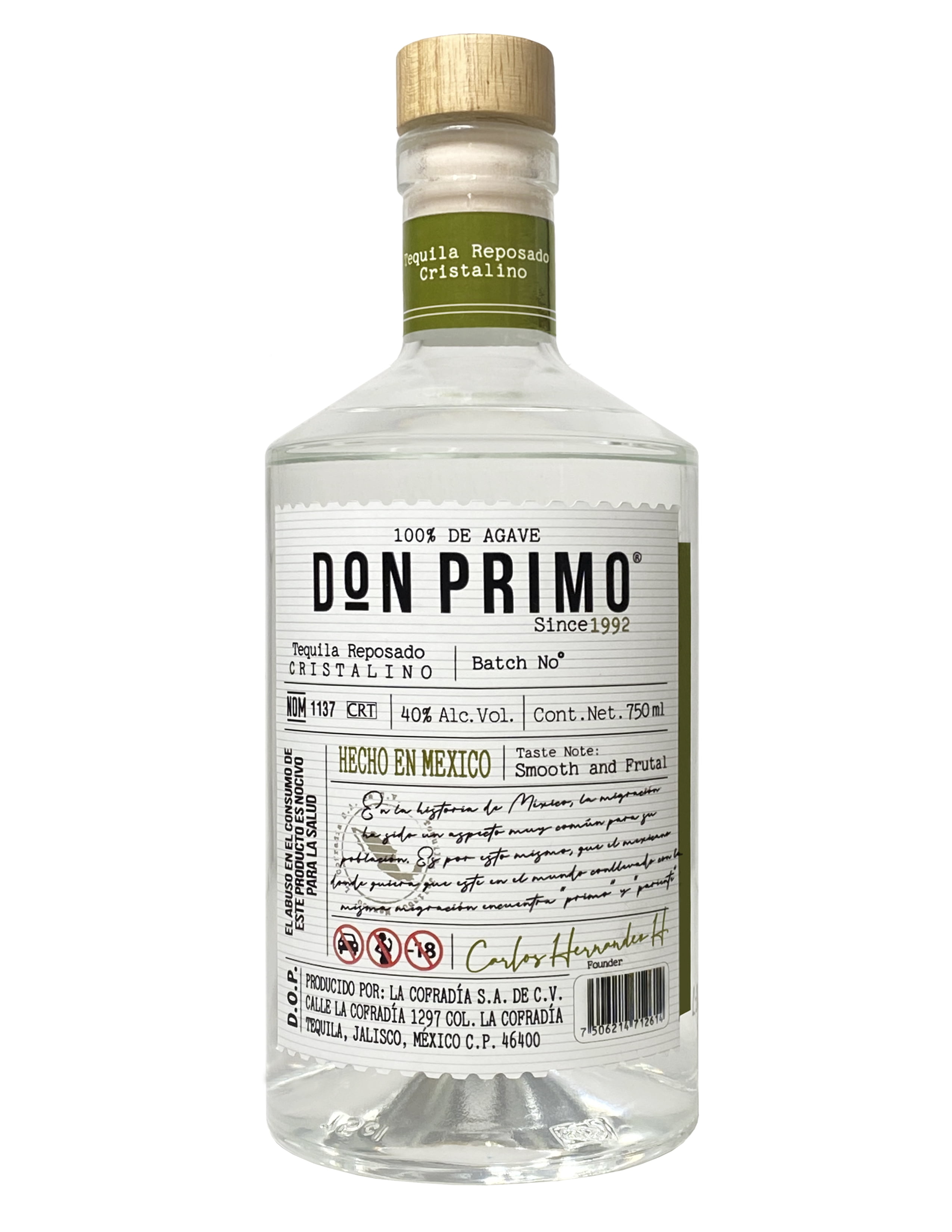Tequila La Cofradia ED. DON PRIMO Reposado Cristalino 750ml LA COFRADIA ...