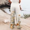 thumbnail image 5 of Womens Pants Casual Boho Palazzo Pants Wide Leg Lounge Pants Trousers Women's Floral Print Pants High Waist Smocked Elastic Waist Casual Trousers with Pockets for Beach Vacation, 5 of 5