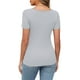 thumbnail image 5 of Camisas para mujer,Blusa informal para mujer con cuello en V, manga tres cuartos, poliéster, color liso, uso diario, sopatenor, 5 of 9