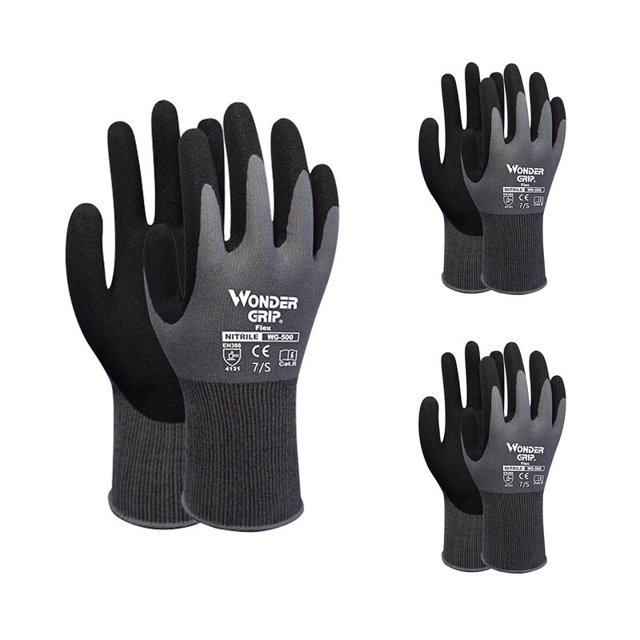 3 pares de guantes de trabajo impregnados con nitrilo, guantes de seguridad para almacen de mantenimiento de jardineria, Negro Gris, S esquí esquí Gafas de esquí