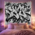 thumbnail image 2 of Kale Monochromatic Graffiti with Piece Textured Mimics, Inspirational Illustration for Art Lovers, Wall Decor, Housewarming Gift, Tapestry Wall Hanging for Dorm and Living Room, 2 of 7