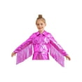 thumbnail image 3 of YiZYiF Girls Fringe Tassel Long Sleeve Zipper Jacket PU Leather Shiny Metallic Outwear Coat for Dance Hot Pink 14, 3 of 5
