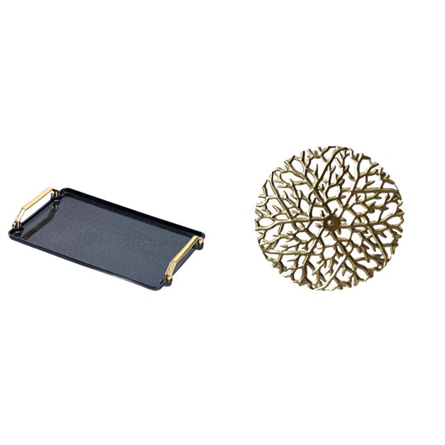 Elegante Bandeja Rectangular De Metal Para Servir, Organizador De Mesa Con Escultura Rústica De Hierro Forjado Para Pared, Ideal Para Hogares, Hoteles, Oficinas, Salas De Estar, Decoración De