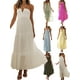 thumbnail image 1 of Vestido largo Tsseiatte de verano para mujer, sin mangas, con cuello halter, anudado, espalda descubierta, bajo con volantes, fluido, 1 of 6