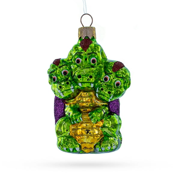 Mythical Multi Head Dragon Folk Tale Character Glass Christmas Ornament