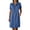 #0068-Blue, variant on Cotton Linen Knee Length Dresses for Women Button Up Collared Henley Dress Short Sleeve Travel Dress with Pockets