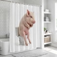 thumbnail image 5 of Pig Sitting on The Toilet Thinking Bathroom Shower Curtains with Hooks, Abstract Funny Animal Waterproof Fabric Washable Shower Curtain for Home Hotel Bathtub Decor 72x72 Inch, 5 of 9