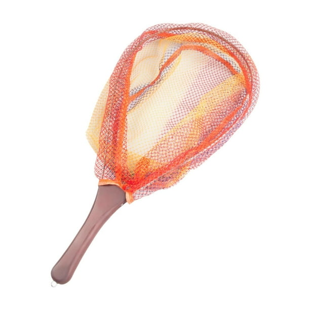 Red de pesca de malla, de aterrizaje con mango antideslizante, equipo de pesca ligero, red para en botes de agua salada, deportes al libre Naranja