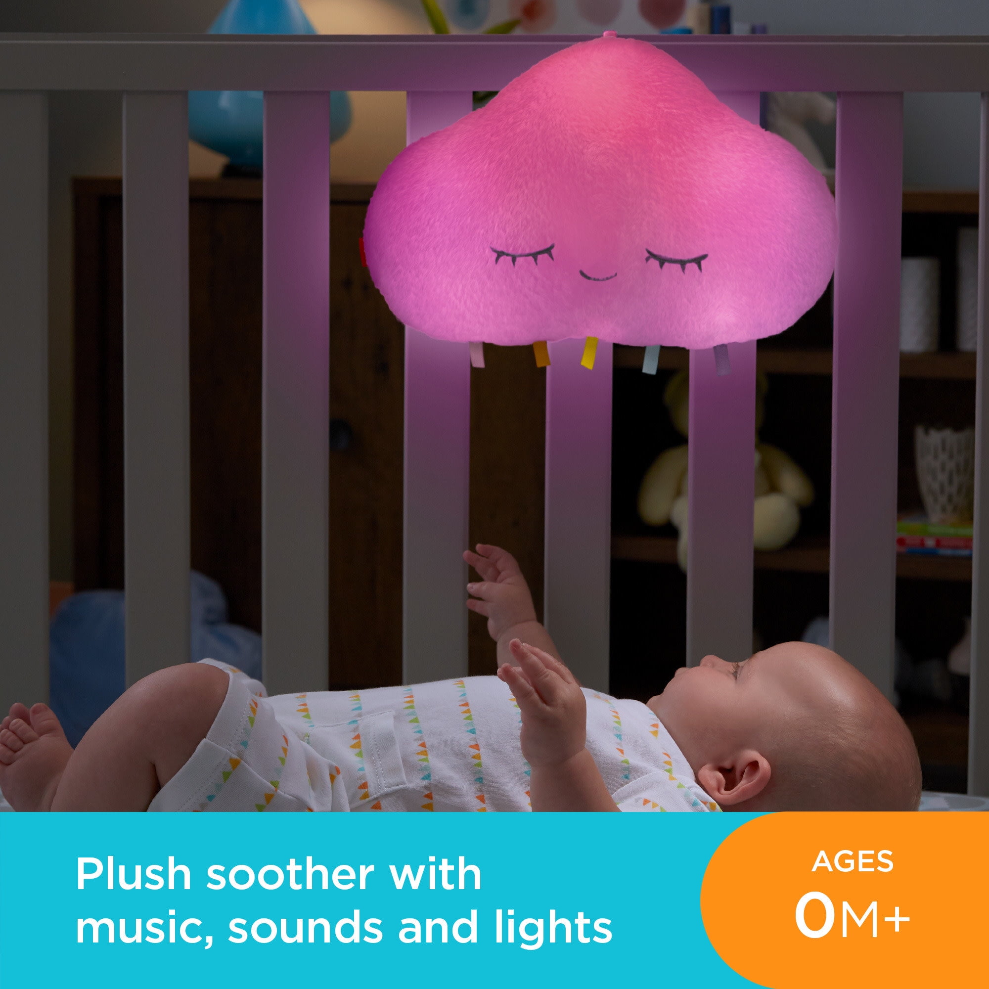 Fisher-Price Twinkle & Cuddle Cloud Baby Sound Machine with Music & Lights, Multicolor, Newborn