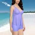 thumbnail image 5 of Kinrui Women's Bathing Suits Two Piece Swimsuits Athletic Swim Tankini Tops Crisscross Sexy V Neck Swimwear with Boyshorts Purple,XL, 5 of 8