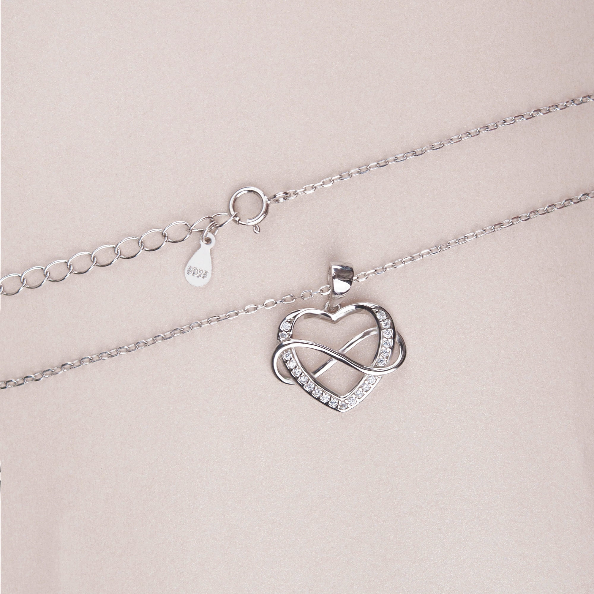 Anavia Mother in law Necklace Birthday Gift, 925 Sterling Silver Infinity with Heart Necklace Thank You Gift for Mother in Law