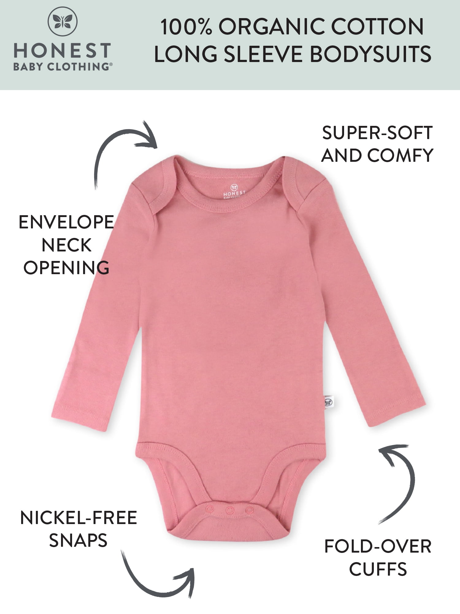 Honest Baby Clothing Baby Boy or Girl Gender Neutral Organic Cotton Long Sleeve Bodysuits, 8 Pack (Newborn-24 Months)