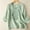 Green, variant on Women Cotton Blend Crew Neck 3/4 Length Sleeve Open Collar Tops Women Basic Linen Tunic Tee Eyelet Embroidery Shirts Tops Plus Size Blouse 1#Orange Medium