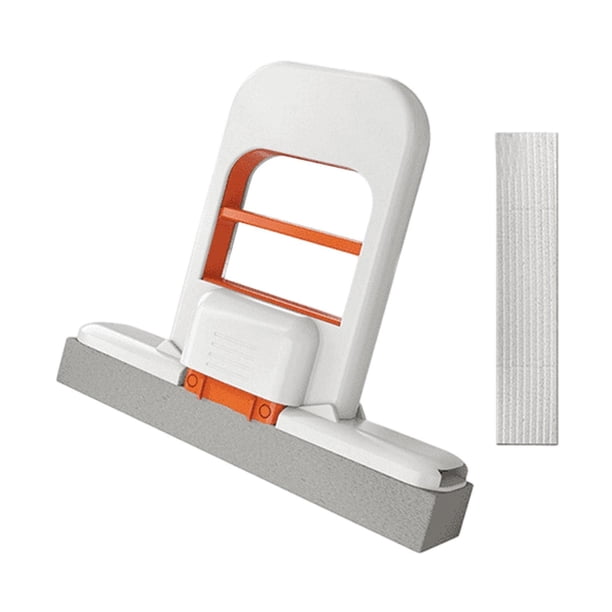 Mini trapeador portátil de mano, altamente absorbente, con esponja que ahorra espacio Blanco Naranja