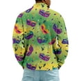 thumbnail image 7 of LNZGNM Mardi Gras Shirt Men 1/4 Zip Up Plus Size Mask Printed Sweatshirts Stand Collar Long Sleeve Tops Novelty Carnival Outerwear,Fluorescent Green 4XL, 7 of 7