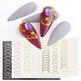 thumbnail image 3 of Cinta de rayas con diseño de uñas de oro rosa, rayas de líneas geométricas deslizantes 3d para uñas de gel, calcomanía adhesiva para manicura con incrustaciones -GS104, 3 of 4