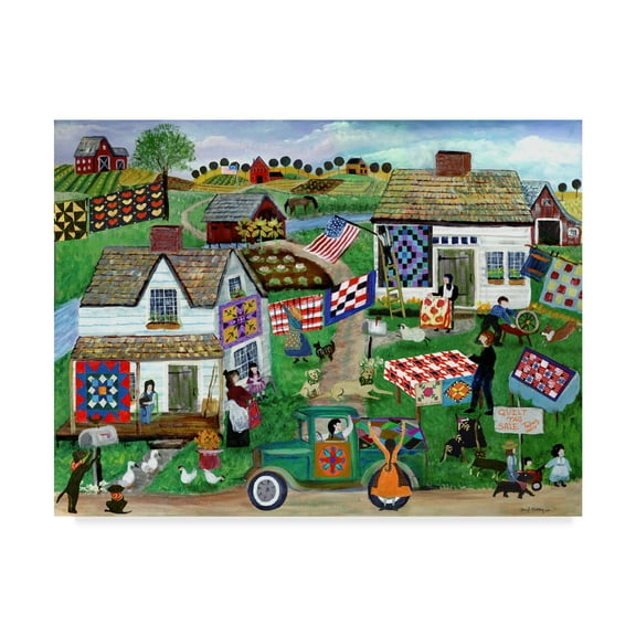 Trademark Fine Art 'Country Folk Art Quilt Tag Sale' Canvas Art by Cheryl Bartley