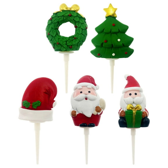 STRANDCHIC 5pcs Assorted Color Christmas Cake Toppers for Holiday Party Hosts