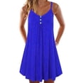 thumbnail image 3 of Vestido de mujer con cuello en V y botones en la parte delantera, sin mangas, tirantes finos, vestido de verano de Color puro para mujer, 3 of 6
