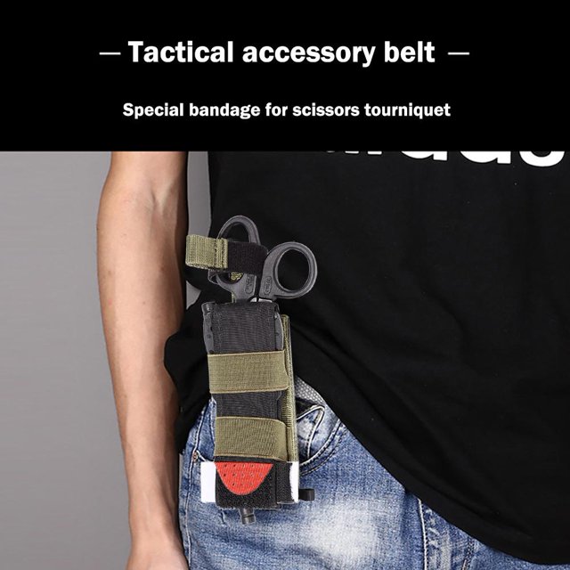 MOLLE torniquete bolsa titular EMT tijeras tijeras cinturón bolsa (verde militar)