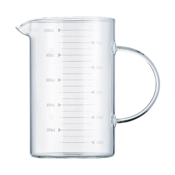 Vaso medidor de vidrio - Con boquilla en forma de pico portátil multifuncional con asa medidora 1000ml