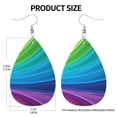 thumbnail image 3 of Faux Leather Earrings Earring Rainbow Stripes Teardrop Dangle Earrings For Women Jewelry, 3 of 6
