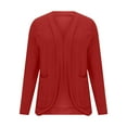 thumbnail image 4 of Byworldtasic Long Sleeve Knit Sweater Cardigans for Women Curved Hem Open Front with Pockets, 4 of 6