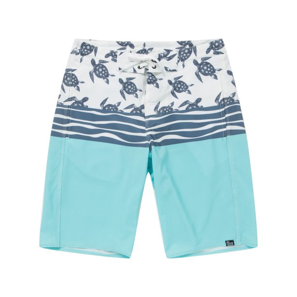 Men's Spandex Hawaiian Beach Board Shorts with Zipped Pocket in Honu ...