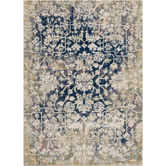 Nourison Fusion Bohemian Cream/Blue 5'3" x 7'3" Area Rug, (5x7)