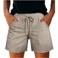 thumbnail image 3 of Womens Shorts 2026 Comfy Summer Drawstring High Waist Cotton Shorts with Pockets for Women Trendy by Yigetop Khaki L, 3 of 7